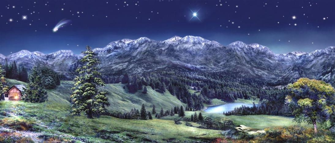 Hintergrundbild Mitternacht am Bergsee