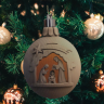 Weihnachtskugel- Hl.Familie mit LED-Zirbenholz