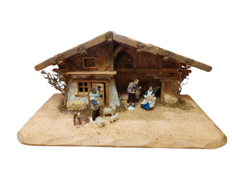 Alpenländisches Krippenset mit Stall-Ankleidefiguren