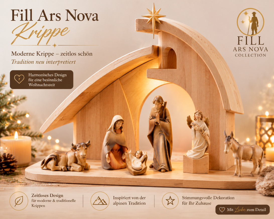 Ars Nova Krippe von Fill mit modernen Krippenfiguren