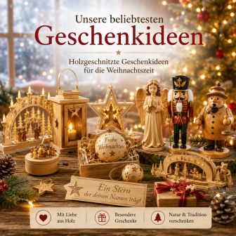 Geschenke aus Holz mit handgefertigten Holzdekorationen und Geschenkideen