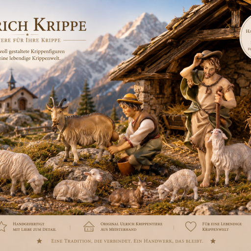 Schafe und Tierfiguren der Ulrich Krippe für Weihnachtskrippen