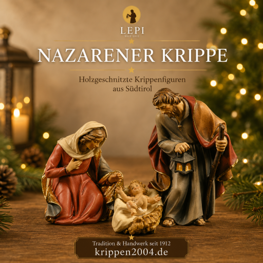 Heilige Familie der Nazarener Krippe von Lepi mit Maria Josef und Jesuskind