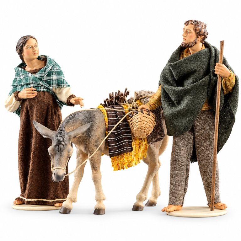 Herbergsuche ohne Wirt Hannah mit Maria Josef und bepacktem Esel