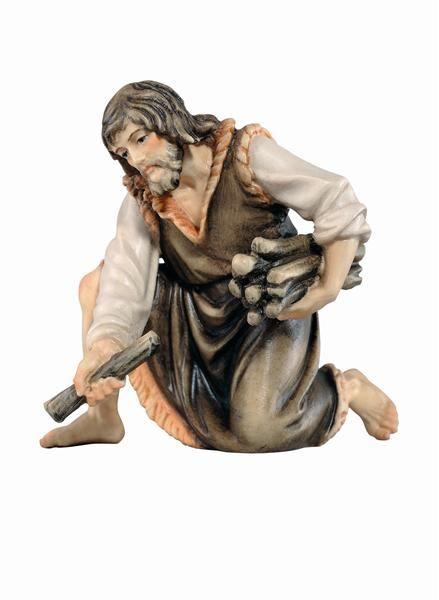 Hirt kniend mit Holz - Color-Bemalt--Simon Krippe