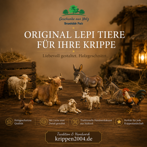 Tiere für Lepi Krippen mit Ochs, Esel, Schafen, Kamelen und weiteren Krippentieren