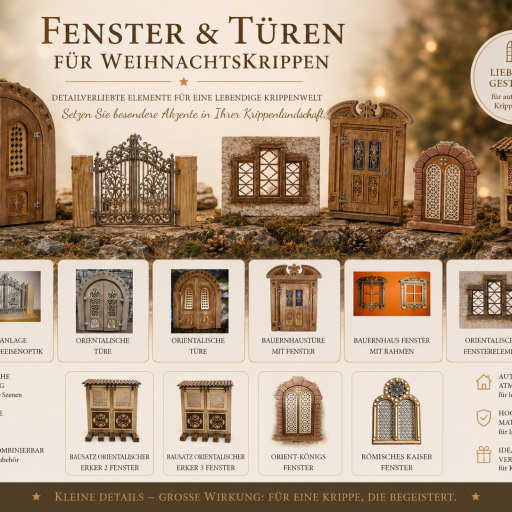 Krippenfenster und Krippentüren für orientalische und heimatliche Krippen