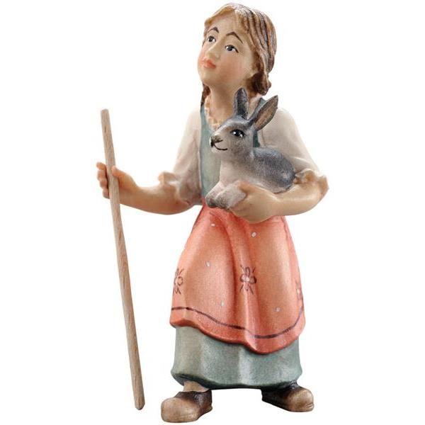 Mädchen mit Hase- Color-Bemalt-Tiroler Bauern Krippe-