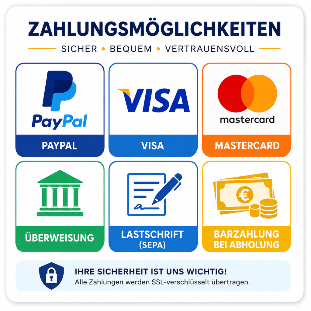 Sicher zahlen bei Krippen2004.de | PayPal, Überweisung & Barzahlung