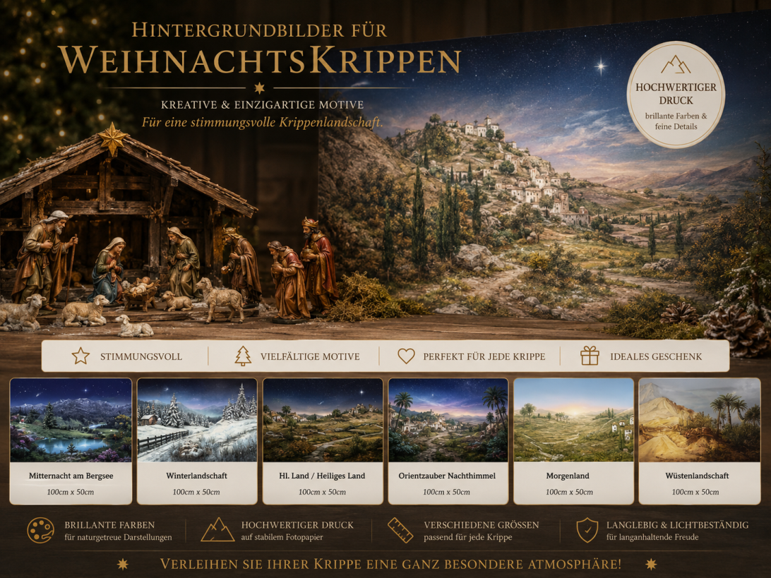 Hintergrundbilder für Krippen mit Winterlandschaften und orientalischen Motiven