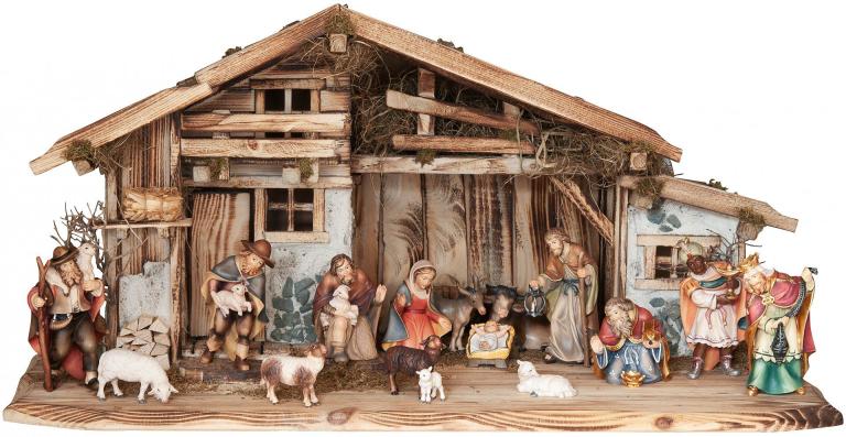 Weihnachtskrippe Seiser Alm mit 17 Betlehem Figur-color-_00001642_color