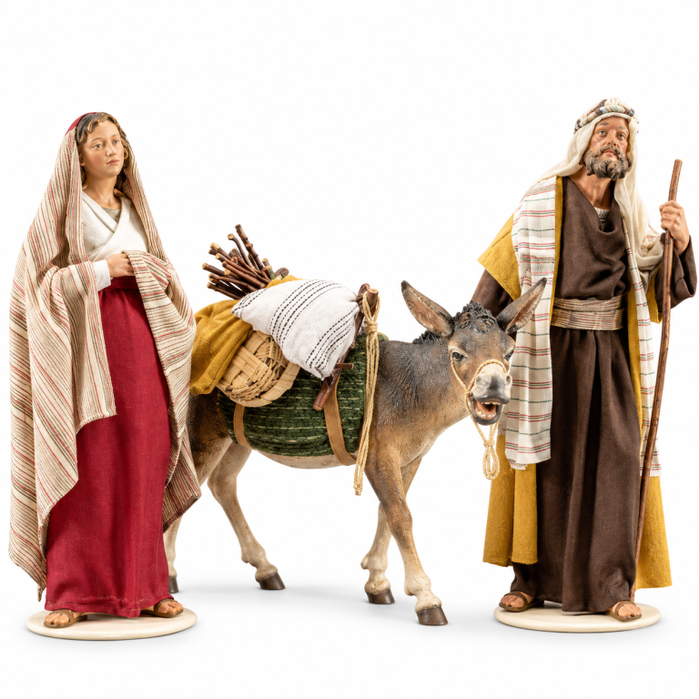 Herbergssuche Hannah Orientalisch mit schwangerer Maria Josef und bepacktem Esel