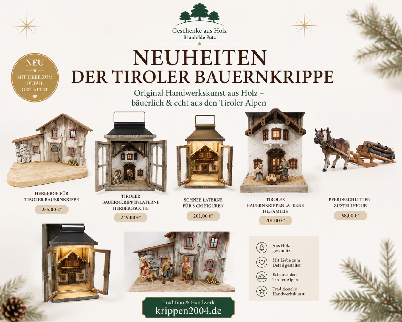 Neuheiten der Tiroler Bauernkrippe mit neuen Krippenfiguren im alpenländischen Stil