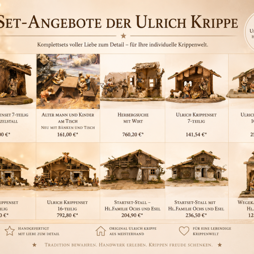 Sets der Ulrich Krippe mit Krippenfiguren und Krippenstall