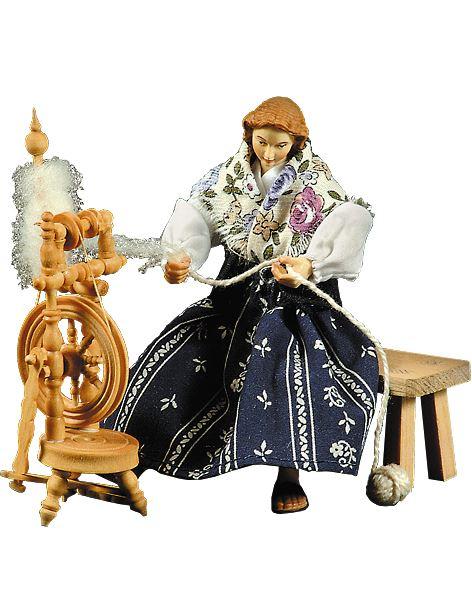 Spinnerin mit Spinnrad - Ankleidefigur - Lepi