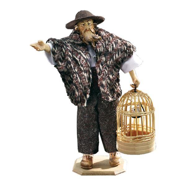 Hirt mit Vogelkäfig- Bekleidet-Volkskrippe-