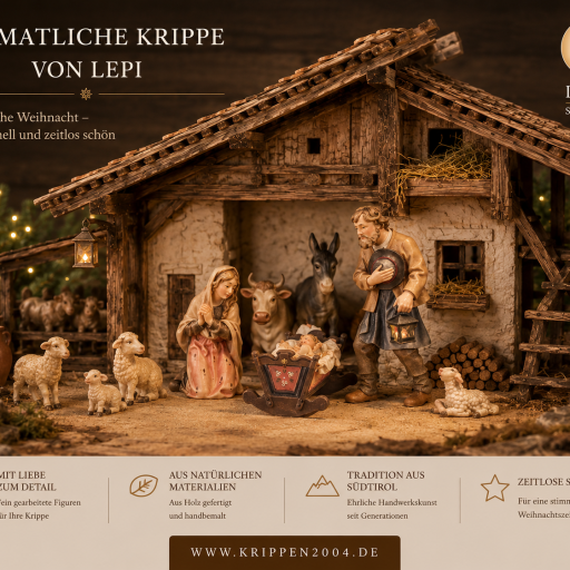 Heimatliche Krippe von Lepi mit Krippenfiguren