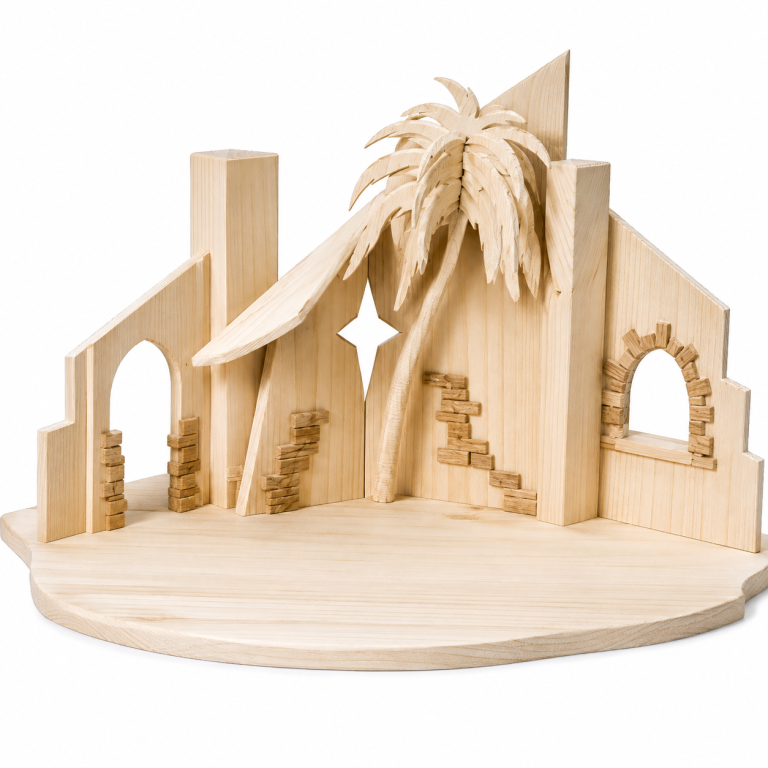 Krippenstall mit Palme ohne Figuren für 10 bis 15 cm Krippenfiguren