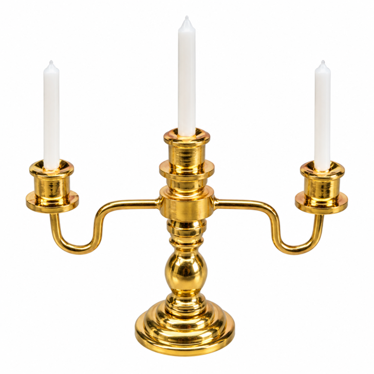 Miniatur-Kerzenständer aus Messing mit drei Mini-Kerzen