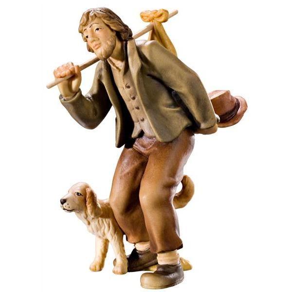 Wiagaltraga mit Hund- Color-Bemalt-Tiroler Bauern Krippe-