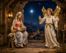 Maria Verkündigung mit der Gottesmutter Maria und dem Erzengel Gabriel als holzgeschnitzte Krippenfiguren der Original Kostner Krippe.