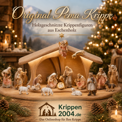 Original Pema Krippenfiguren aus Eschenholz für moderne Weihnachtskrippen