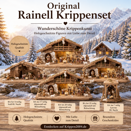 Rainell Krippenset mit Krippenstall und Krippenfiguren