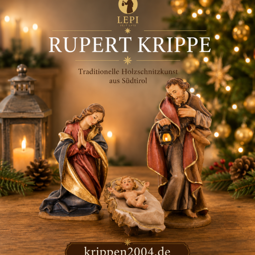 Rupert Krippe von Lepi mit holzgeschnitzten Krippenfiguren für die Weihnachtskrippe