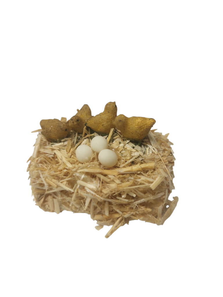 Strohballen mit Küken - Krippenzubehör
